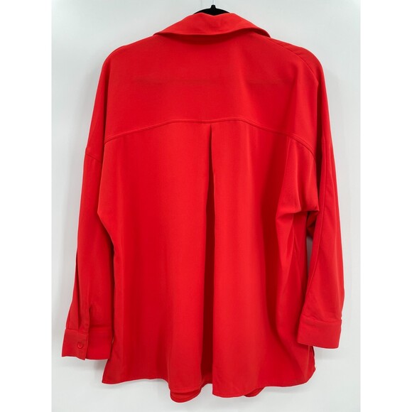 NWT CATHERINE MALANDRINO Red Slouchy Half Button Down Long Sleeve Blouse Size M - Picture 4 of 5
